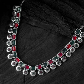 Multicolor - saanjh bela blossom oxidised necklace set