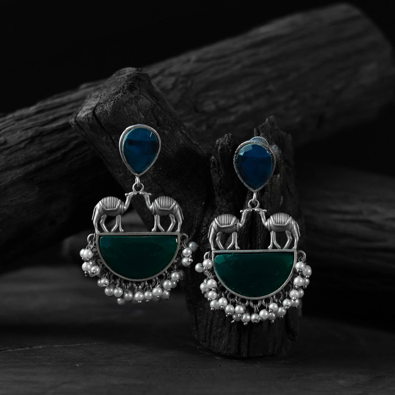 Multicolor - saanjh bela camel oxidised earrings