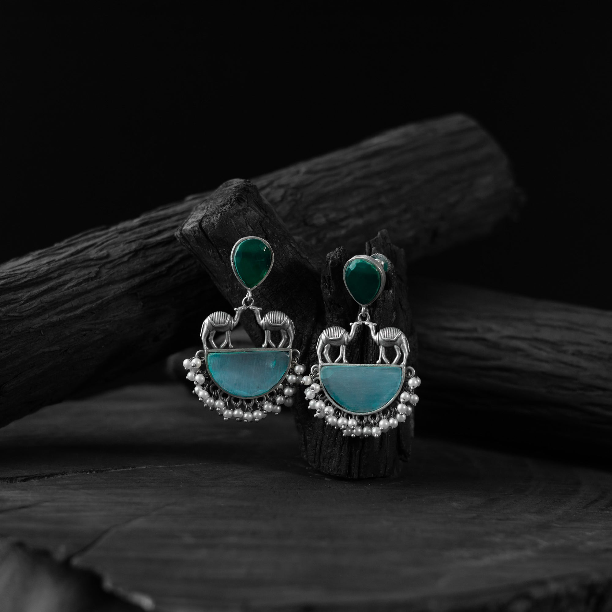 Multicolor - saanjh bela camel oxidised earrings