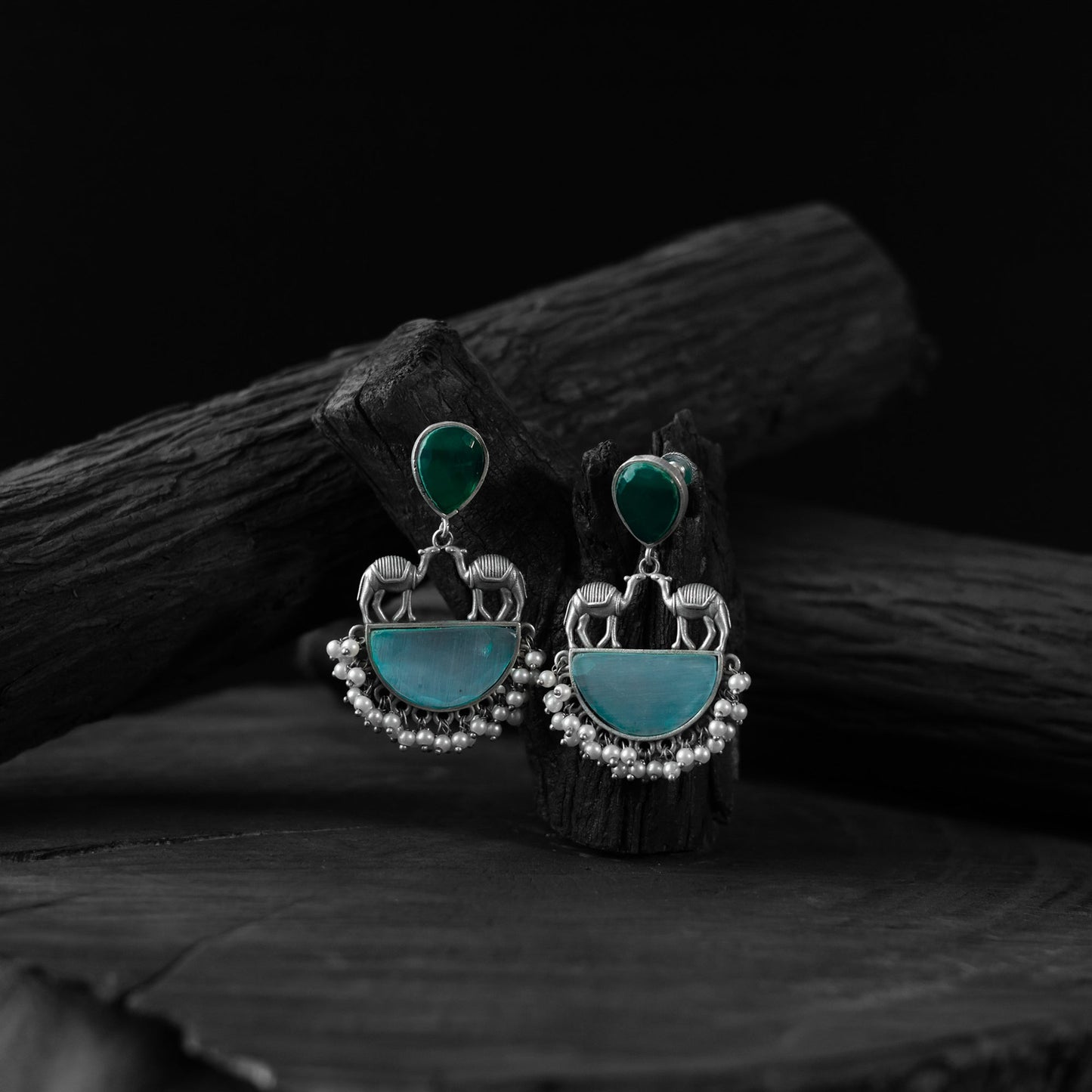 Multicolor - saanjh bela camel oxidised earrings