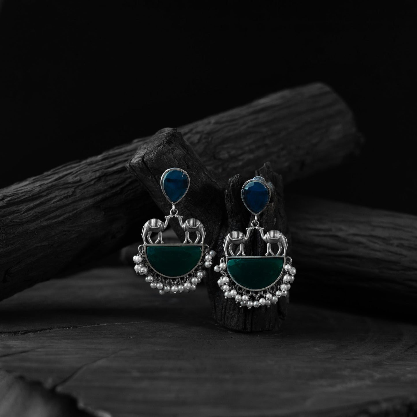 Multicolor - saanjh bela camel oxidised earrings