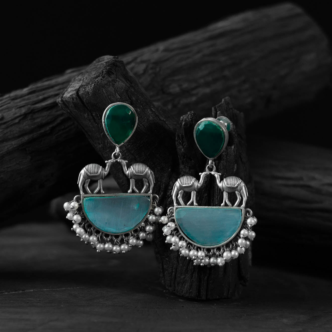 Multicolor - saanjh bela camel oxidised earrings