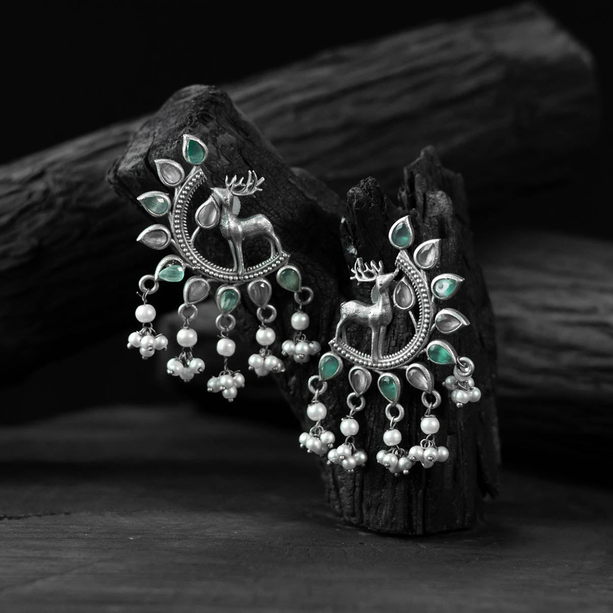 Multicolor - saanjh bela deer oxidised earrings
