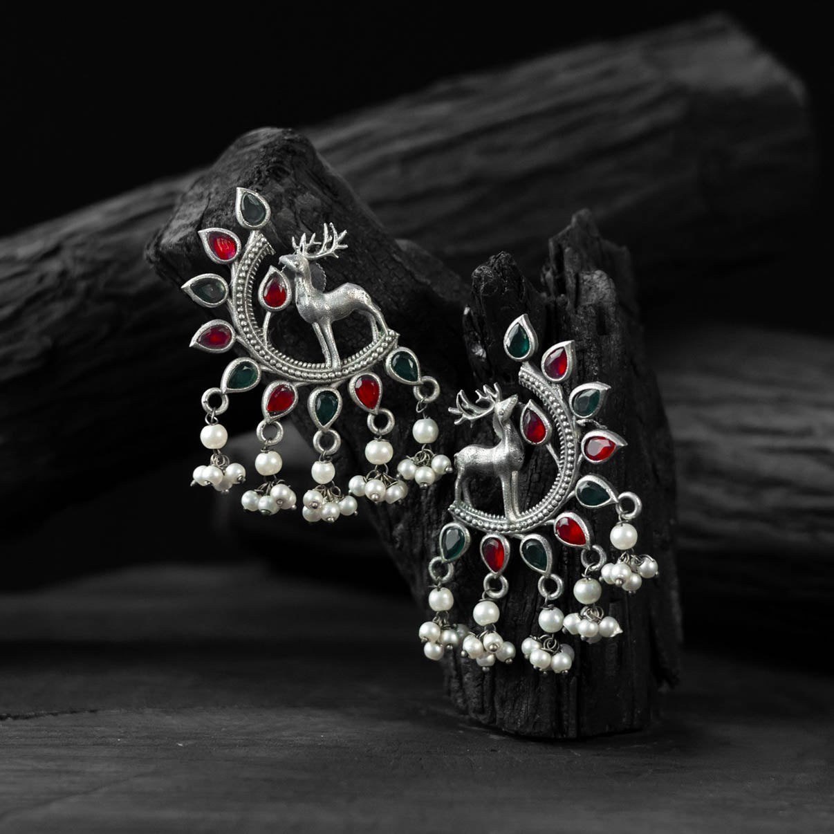 Multicolor - saanjh bela deer oxidised earrings
