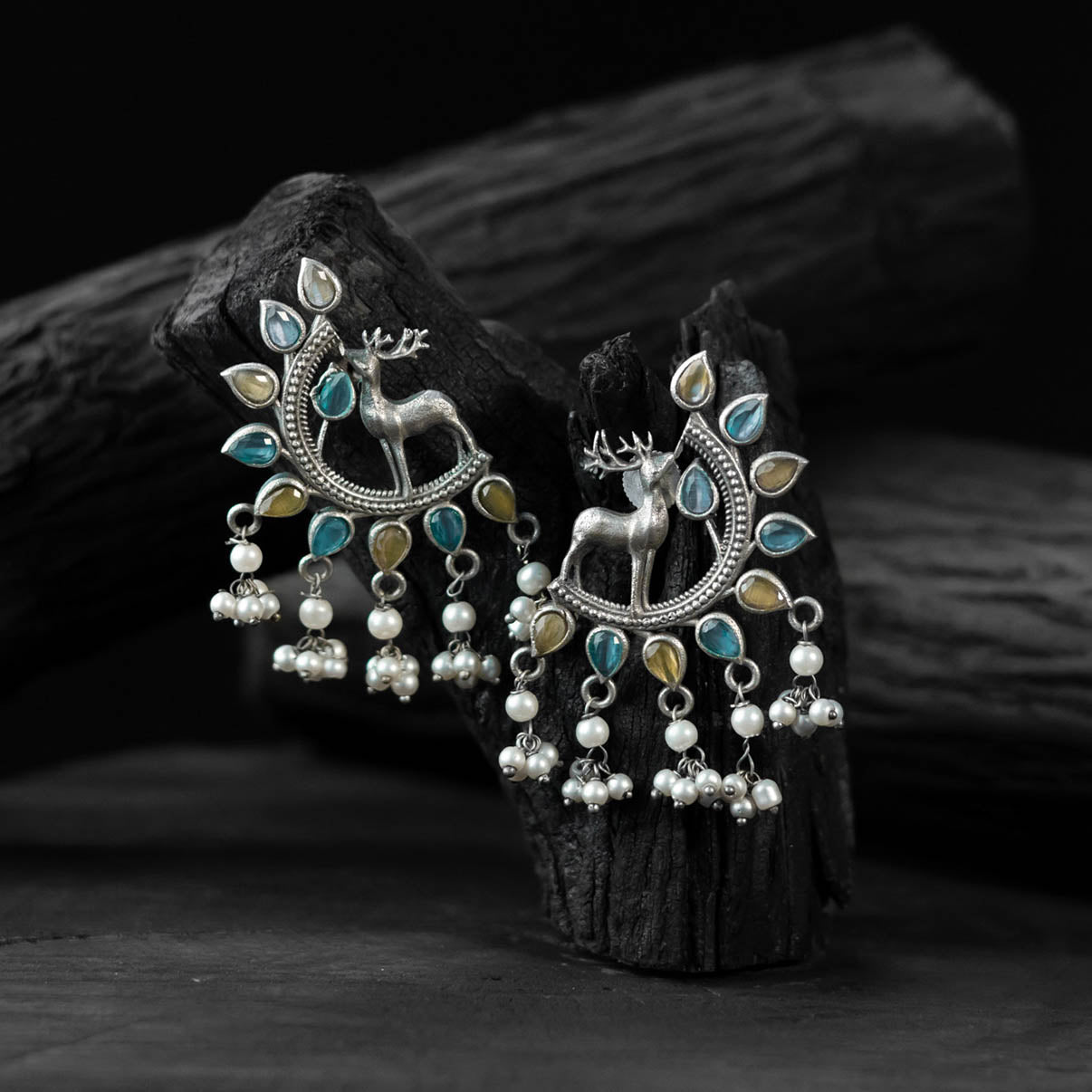 Multicolor - saanjh bela deer oxidised earrings