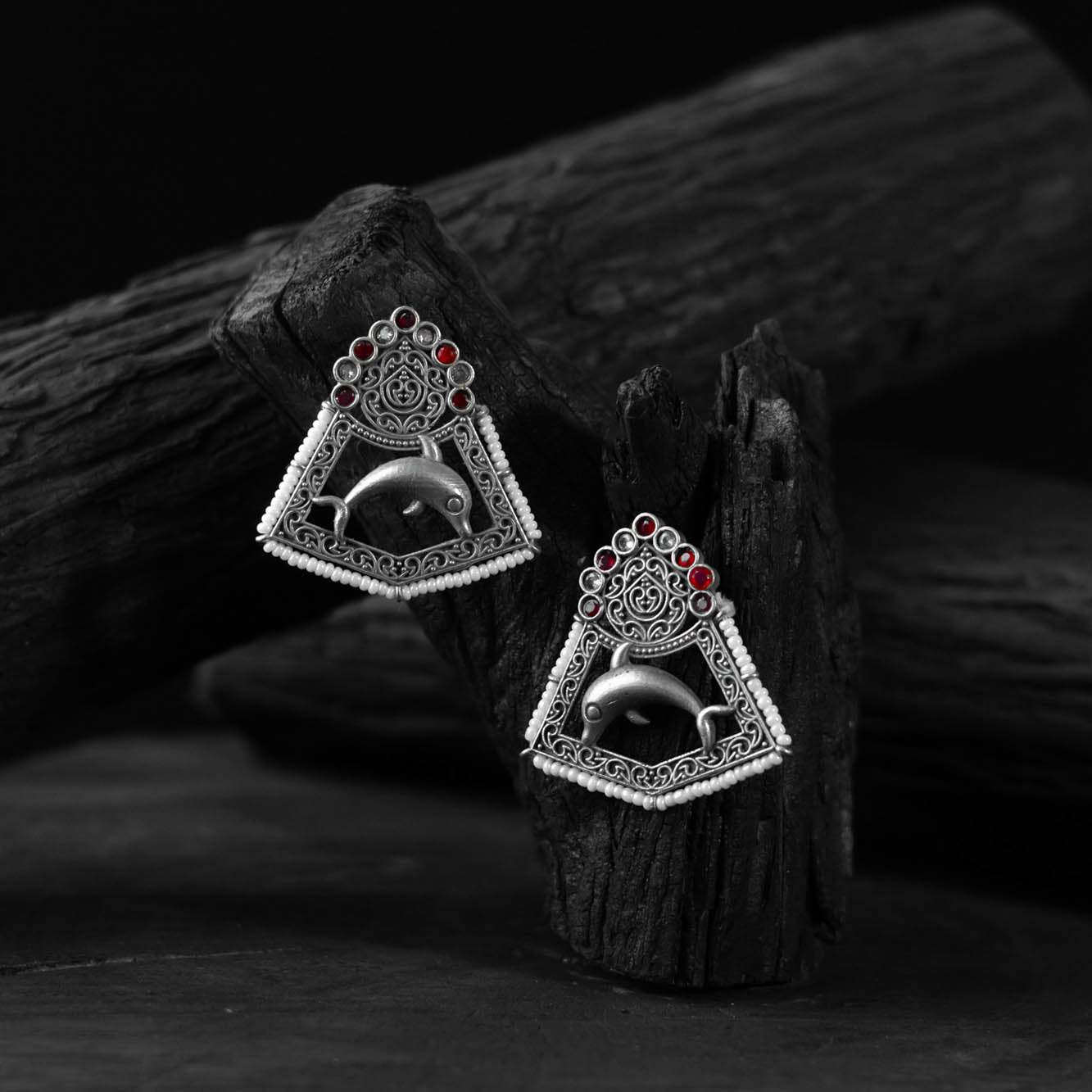 Multicolor - saanjh bela dolphin oxidised earrings
