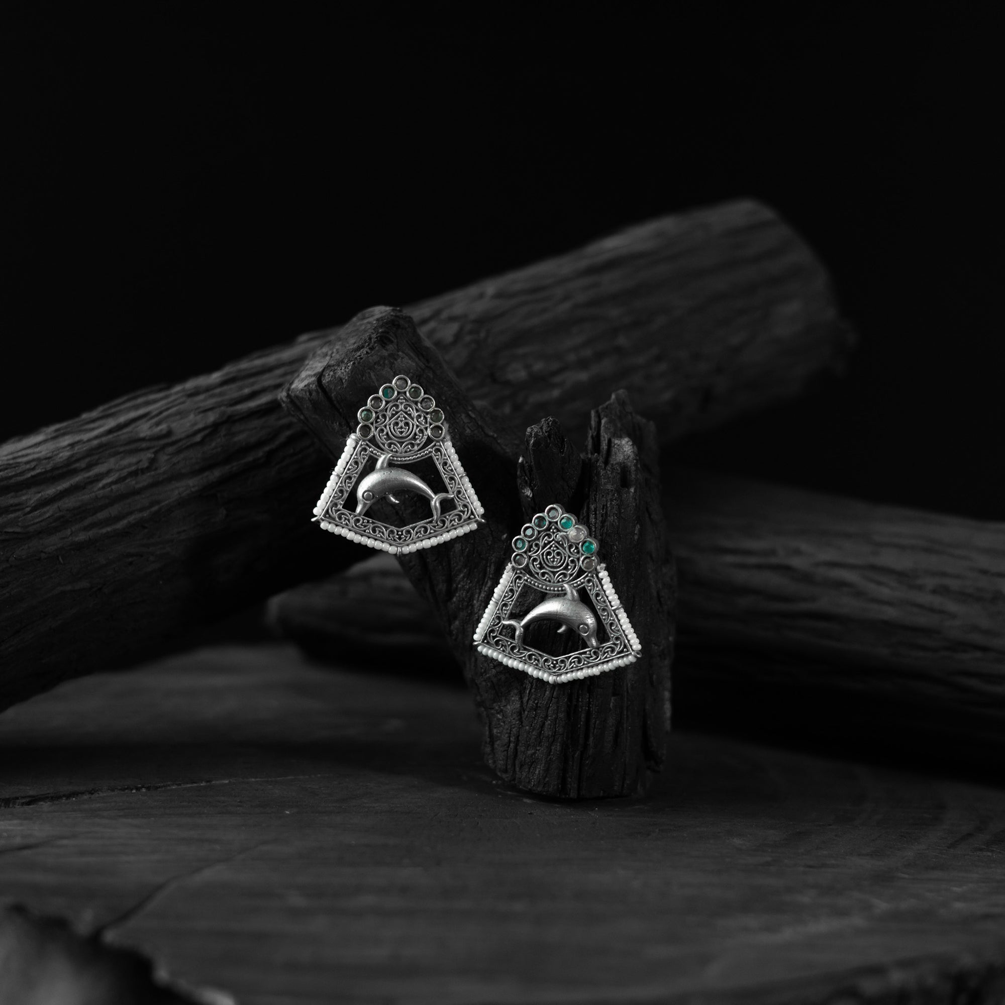 Multicolor - saanjh bela dolphin oxidised earrings