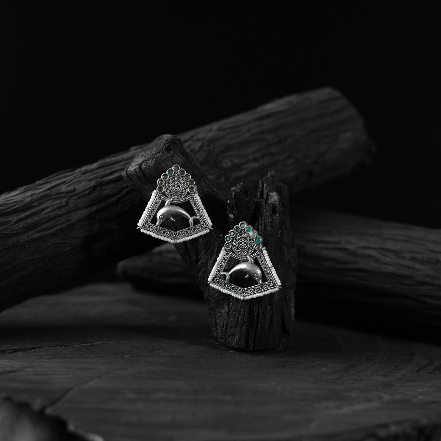 Multicolor - saanjh bela dolphin oxidised earrings