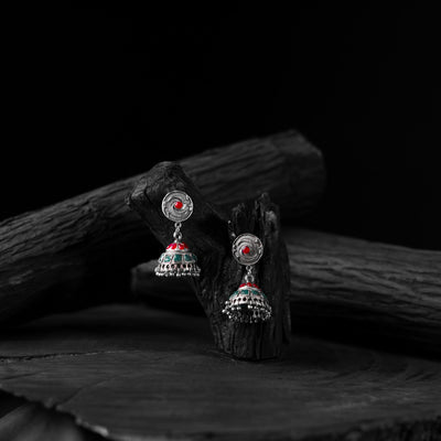 Multicolor - saanjh bela dome oxidised jhumka earrings