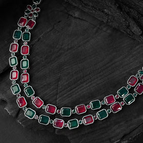 Multicolor - saanjh bela double layered oxidised necklace