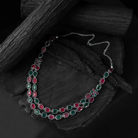 Multicolor - saanjh bela double layered oxidised necklace