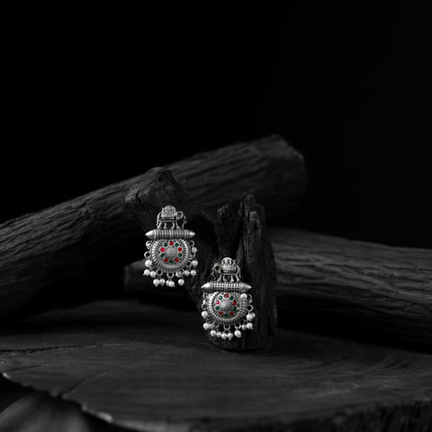 Multicolor - saanjh bela elephant motif oxidised earrings