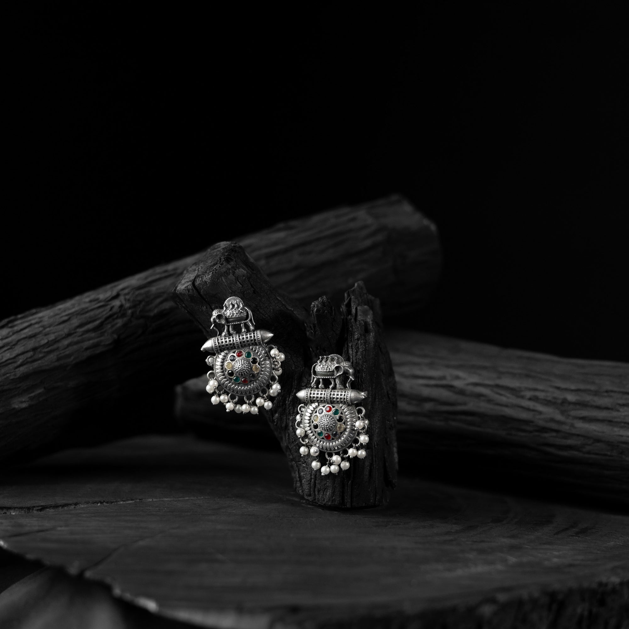 Multicolor - saanjh bela elephant motif oxidised earrings