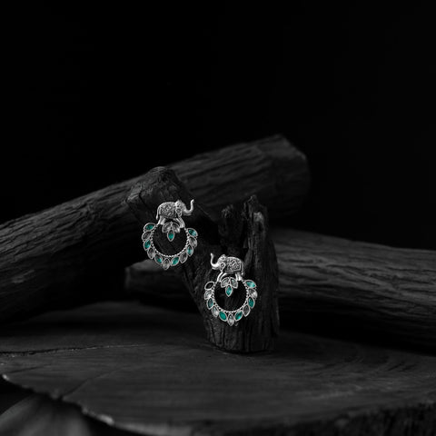Multicolor - saanjh bela elephant oxidised earrings