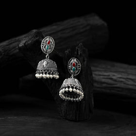 Multicolor - saanjh bela elephant oxidised jhumka earrings