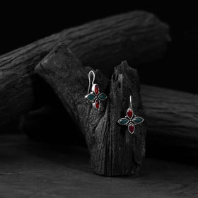 Multicolor - saanjh bela floral oxidised drop earrings
