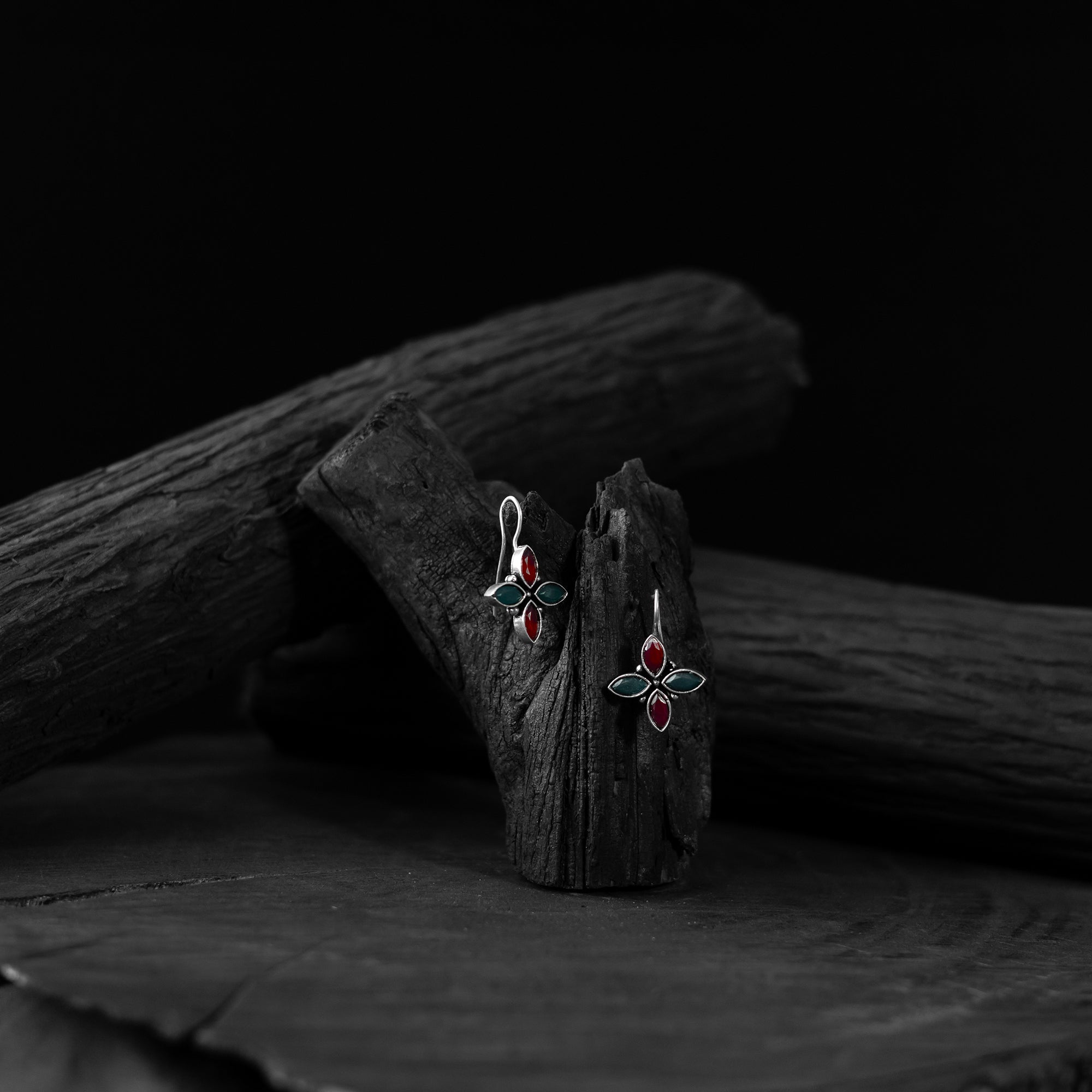 Multicolor - saanjh bela floral oxidised drop earrings