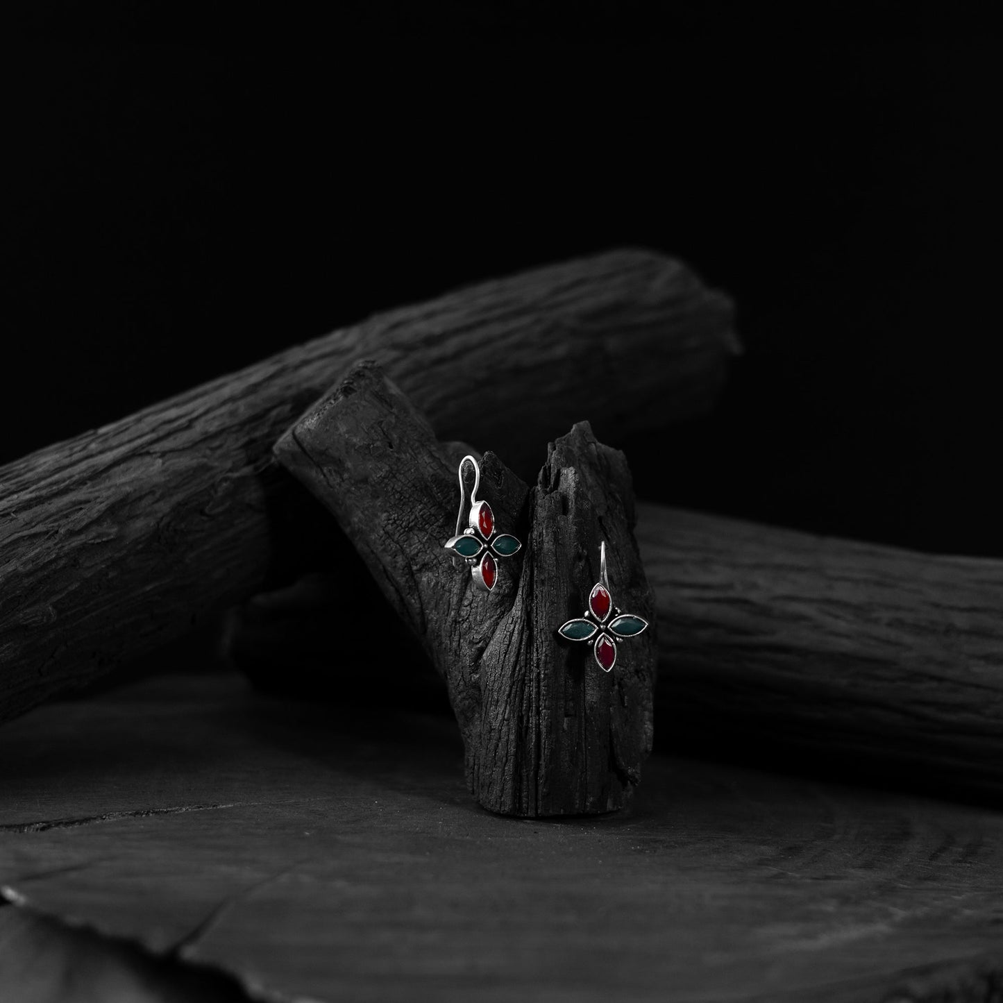 Multicolor - saanjh bela floral oxidised drop earrings