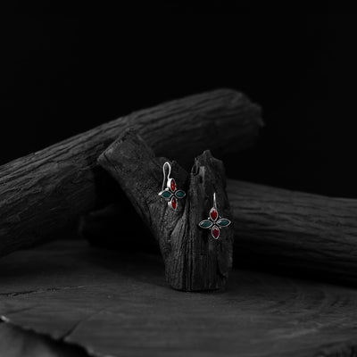 Multicolor - saanjh bela floral oxidised drop earrings