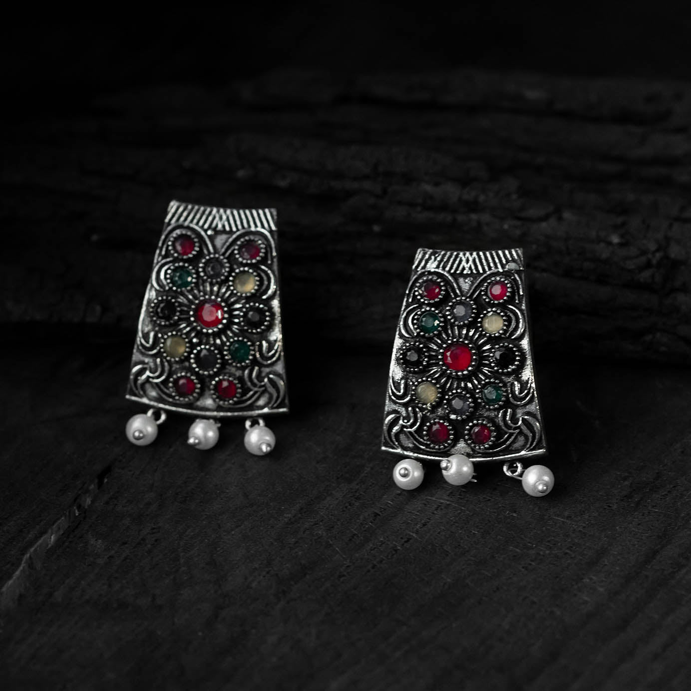 Multicolor - saanjh bela floral oxidised necklace set