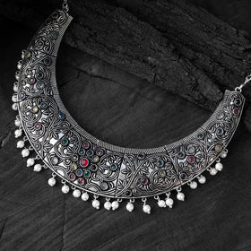 Multicolor - saanjh bela floral oxidised necklace set