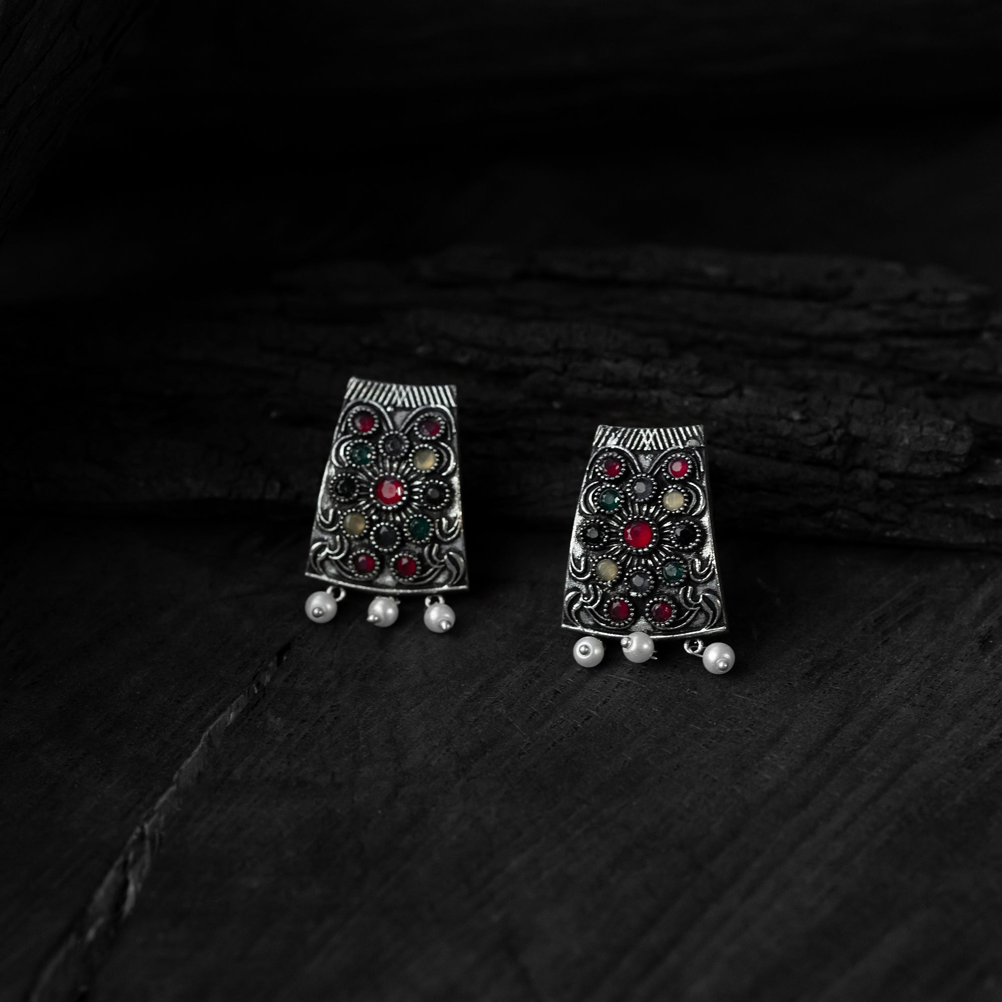 Multicolor - saanjh bela floral oxidised necklace set