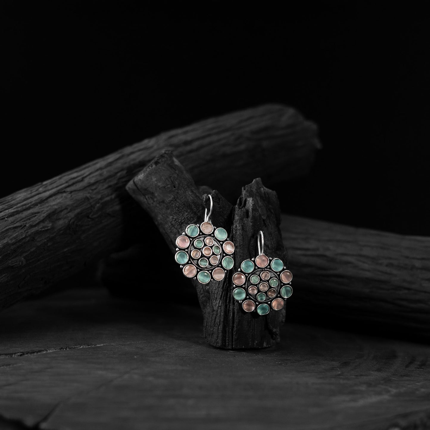 Multicolor - saanjh bela flower oxidised drop earrings