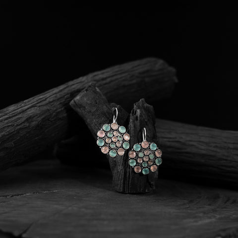 Multicolor - saanjh bela flower oxidised drop earrings