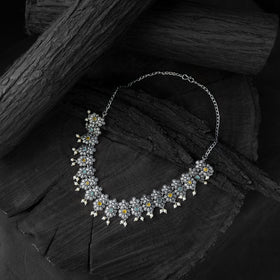 Multicolor - saanjh bela flower oxidised necklace set