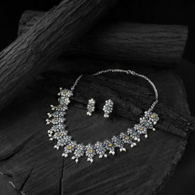 Multicolor - saanjh bela flower oxidised necklace set