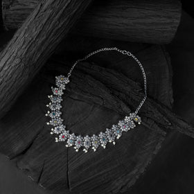 Multicolor - saanjh bela flower oxidised necklace set