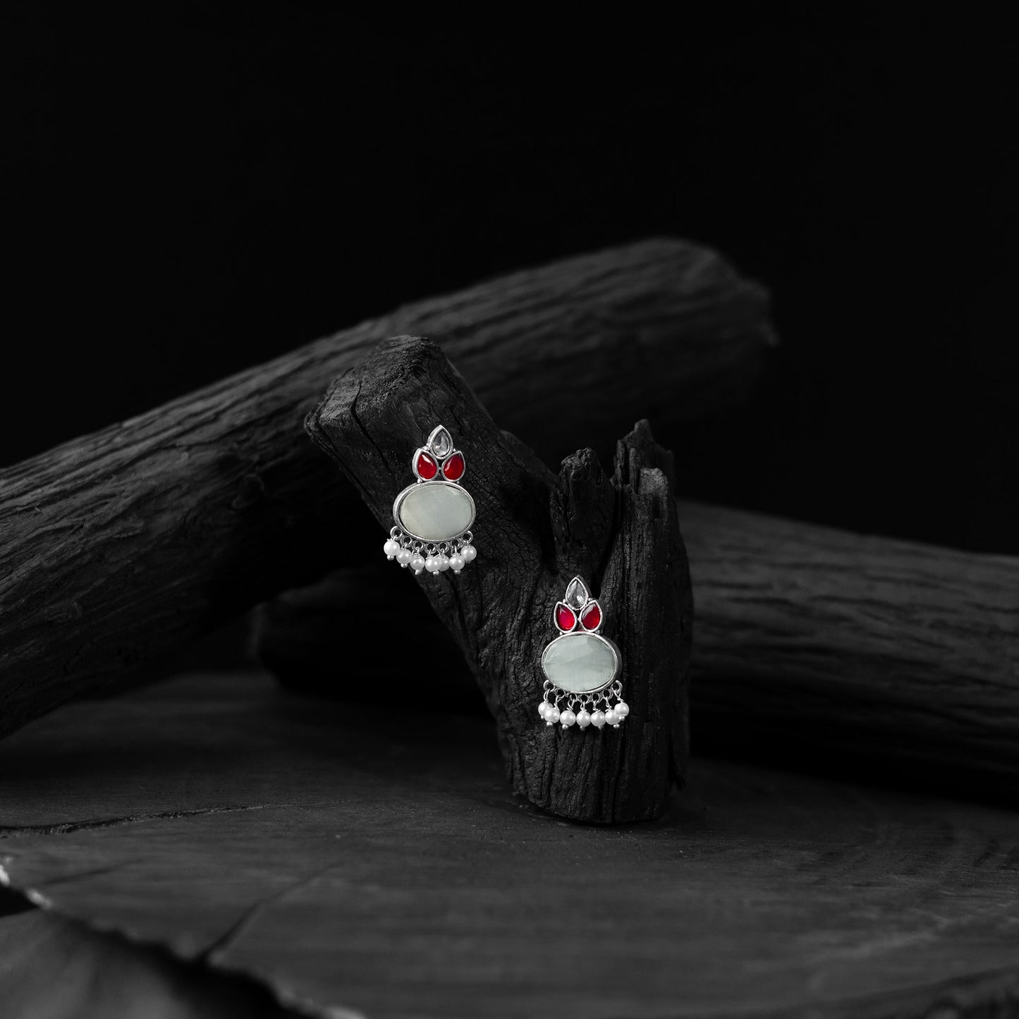 Multicolor - saanjh bela leaf motif oxidised earrings