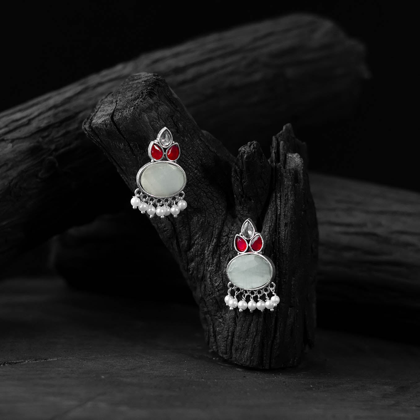 Multicolor - saanjh bela leaf motif oxidised earrings