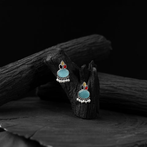 Multicolor - saanjh bela leaf motif oxidised earrings