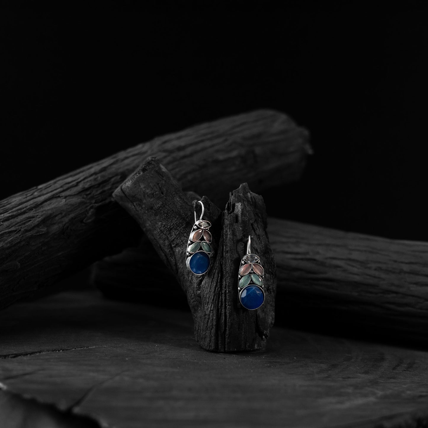 Multicolor - saanjh bela leaf oxidised drop earrings