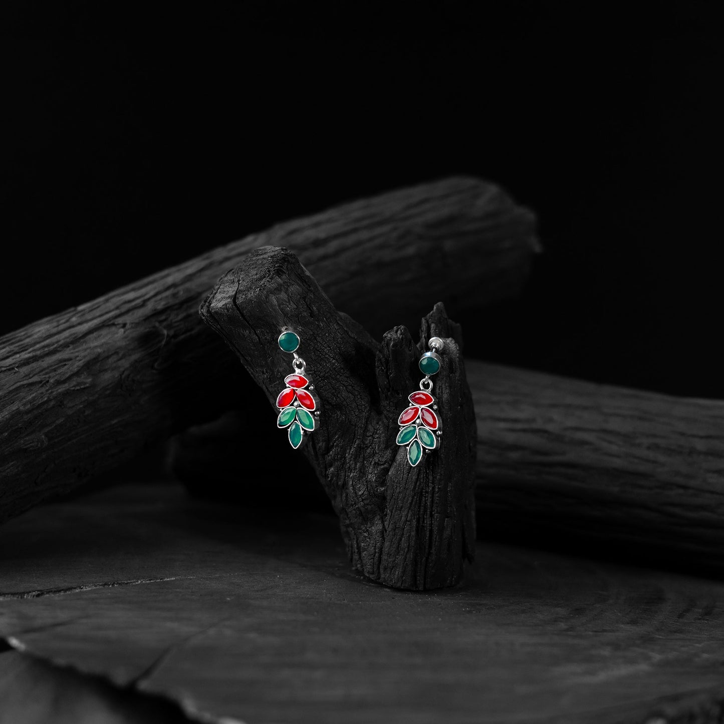 Multicolor - saanjh bela leaf oxidised drop earrings