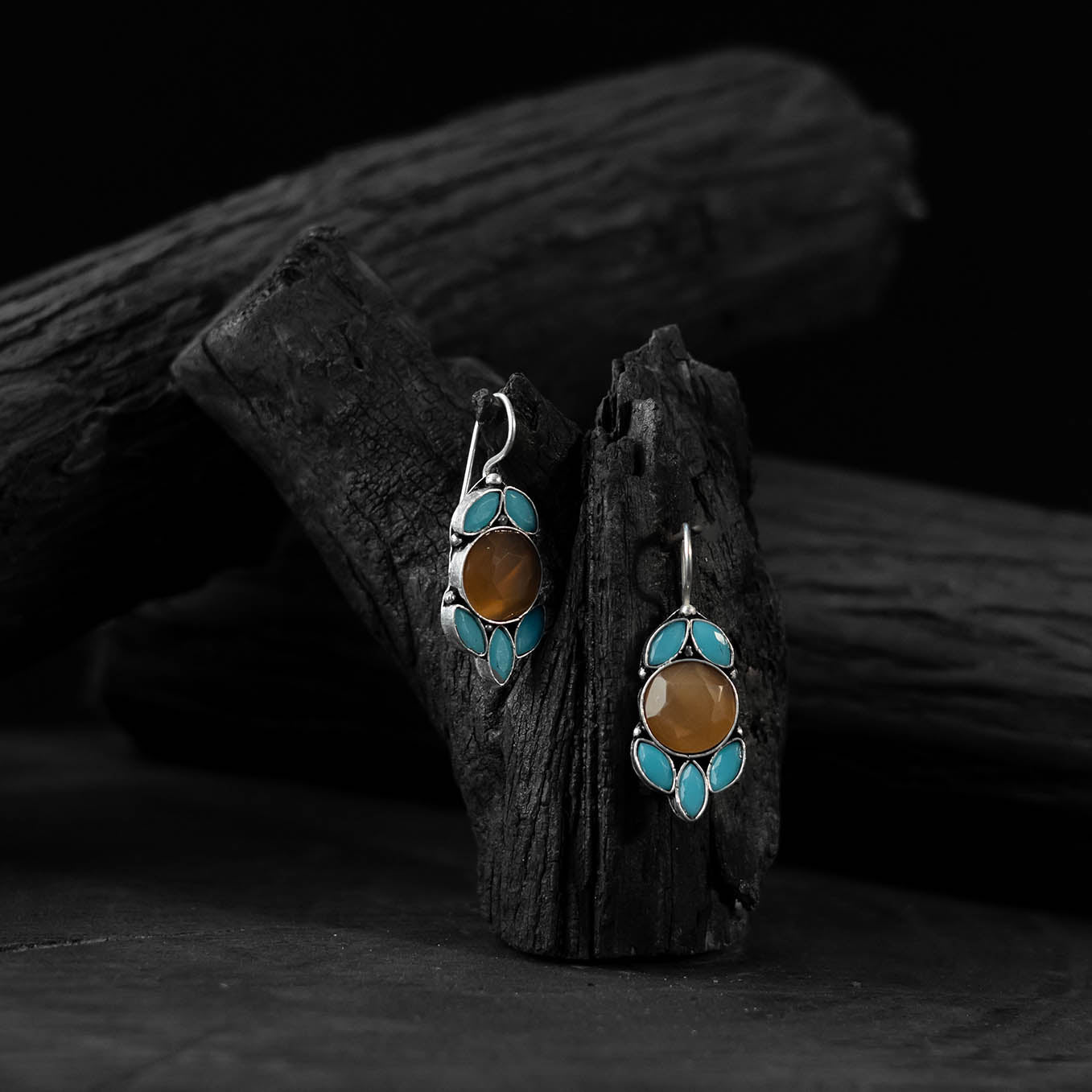 Multicolor - saanjh bela leaf oxidised drop earrings