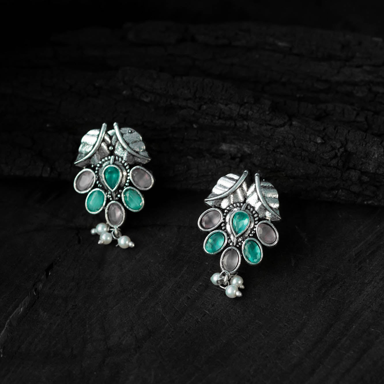 Multicolor - saanjh bela leaves oxidised necklace set