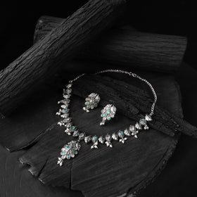 Multicolor - saanjh bela leaves oxidised necklace set