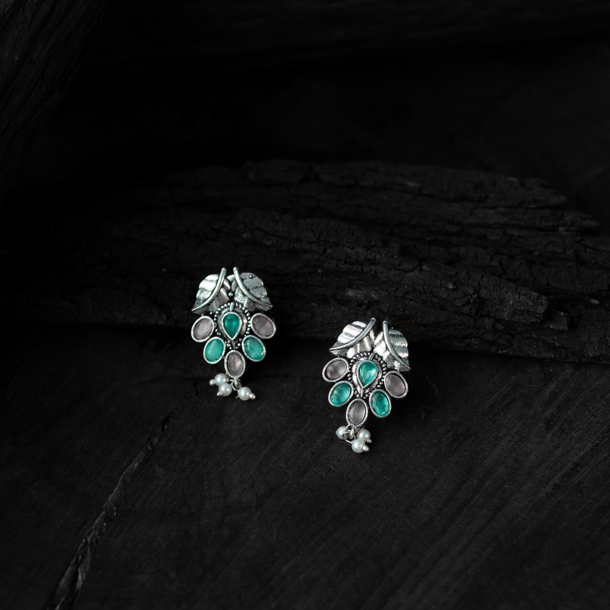 Multicolor - saanjh bela leaves oxidised necklace set