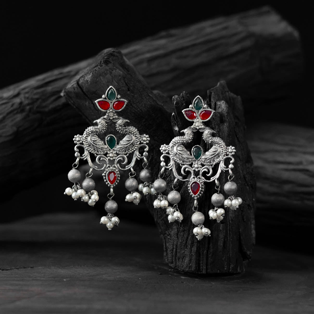 Multicolor - saanjh bela mayura oxidised earrings