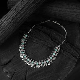 Multicolor - saanjh bela oval oxidised necklace set