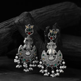 Multicolor - saanjh bela owl oxidised earrings - handcrafted