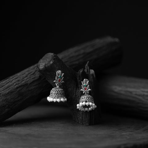 Multicolor - saanjh bela oxidised jhumka earrings