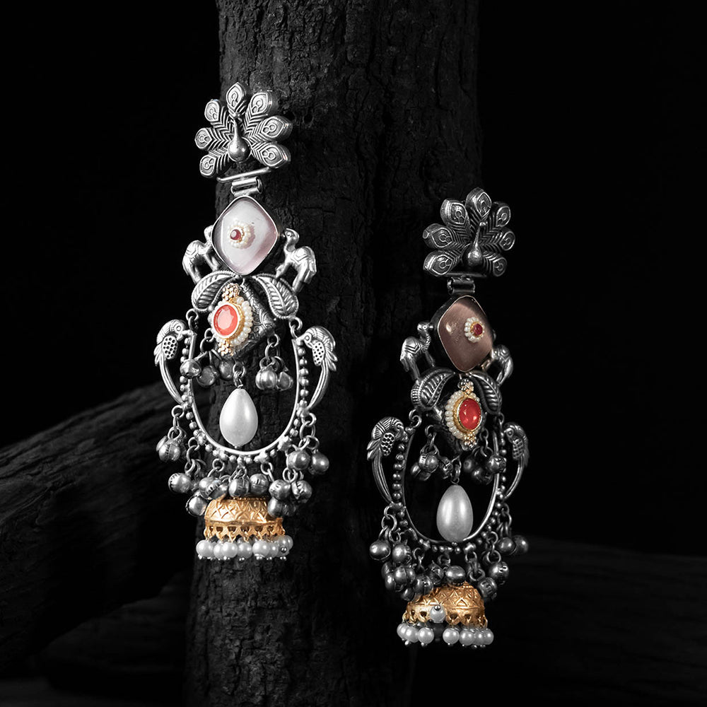 Multicolor - saanjh bela peacock chandbali oxidised