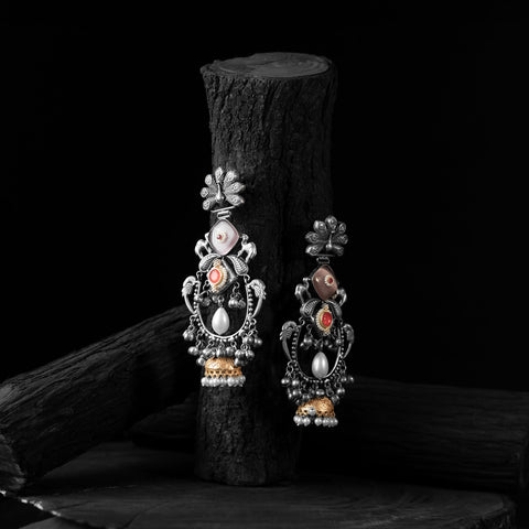 Multicolor - saanjh bela peacock chandbali oxidised