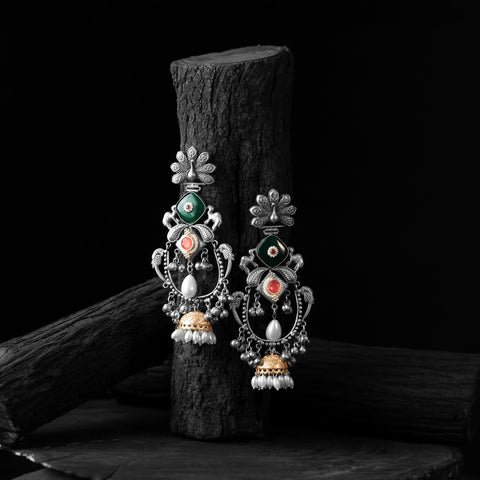 Multicolor - saanjh bela peacock chandbali oxidised