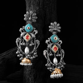 Multicolor - saanjh bela peacock chandbali oxidised