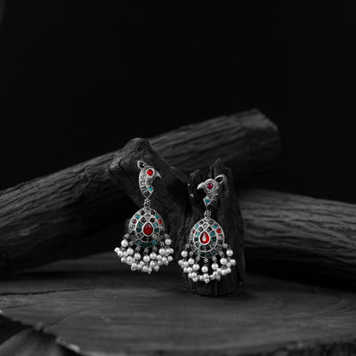 Multicolor - saanjh bela peacock oxidised earrings