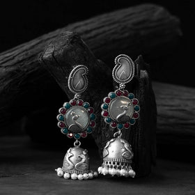 Multicolor - saanjh bela peacock oxidised jhumka earrings